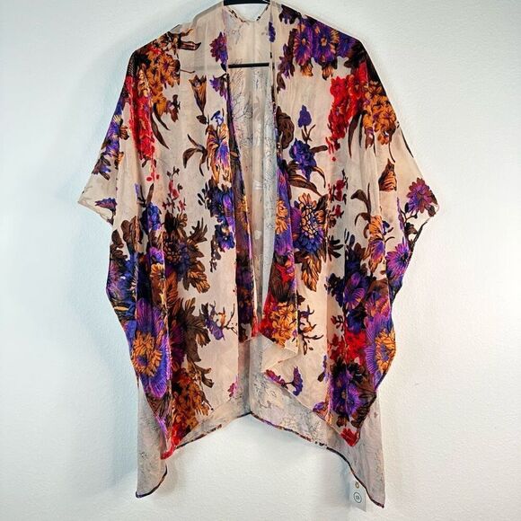 EARTHBOUND Accessories - Earthbound Trading Co Burnout Velvet Floral Kimono Cardigan Coverup One Size NWT